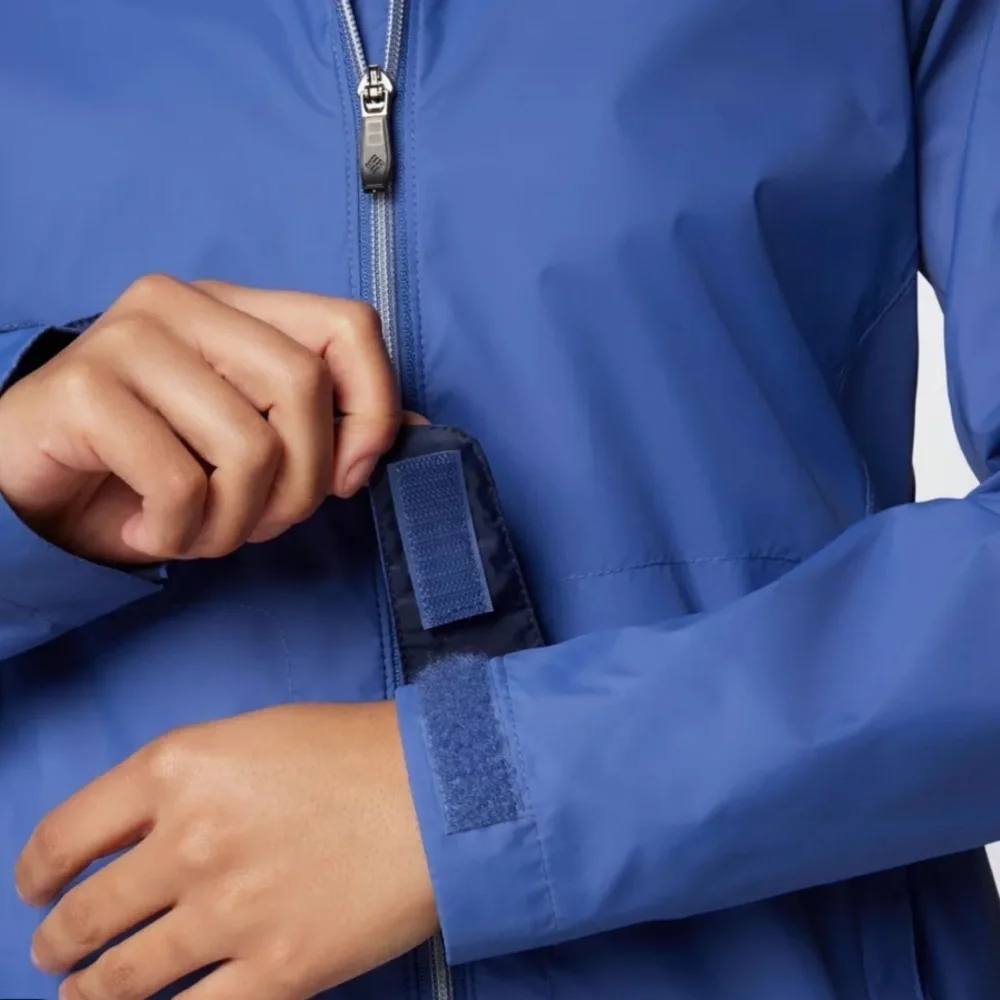 Columbia Switchback III Rain Jacket Blue Full Zip Hooded Pockets size xs NWT